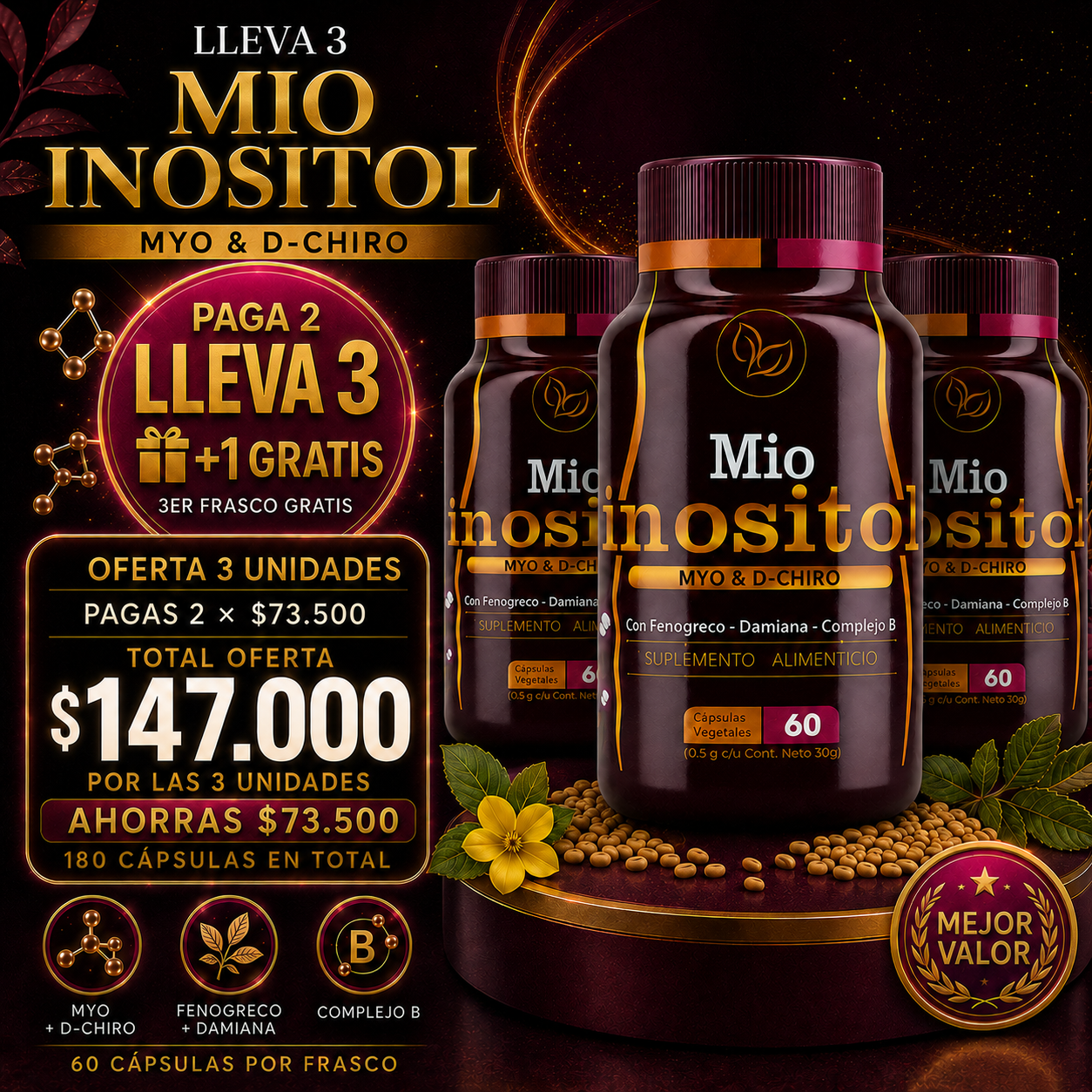 Mio Inositol paga 2 y lleva 3