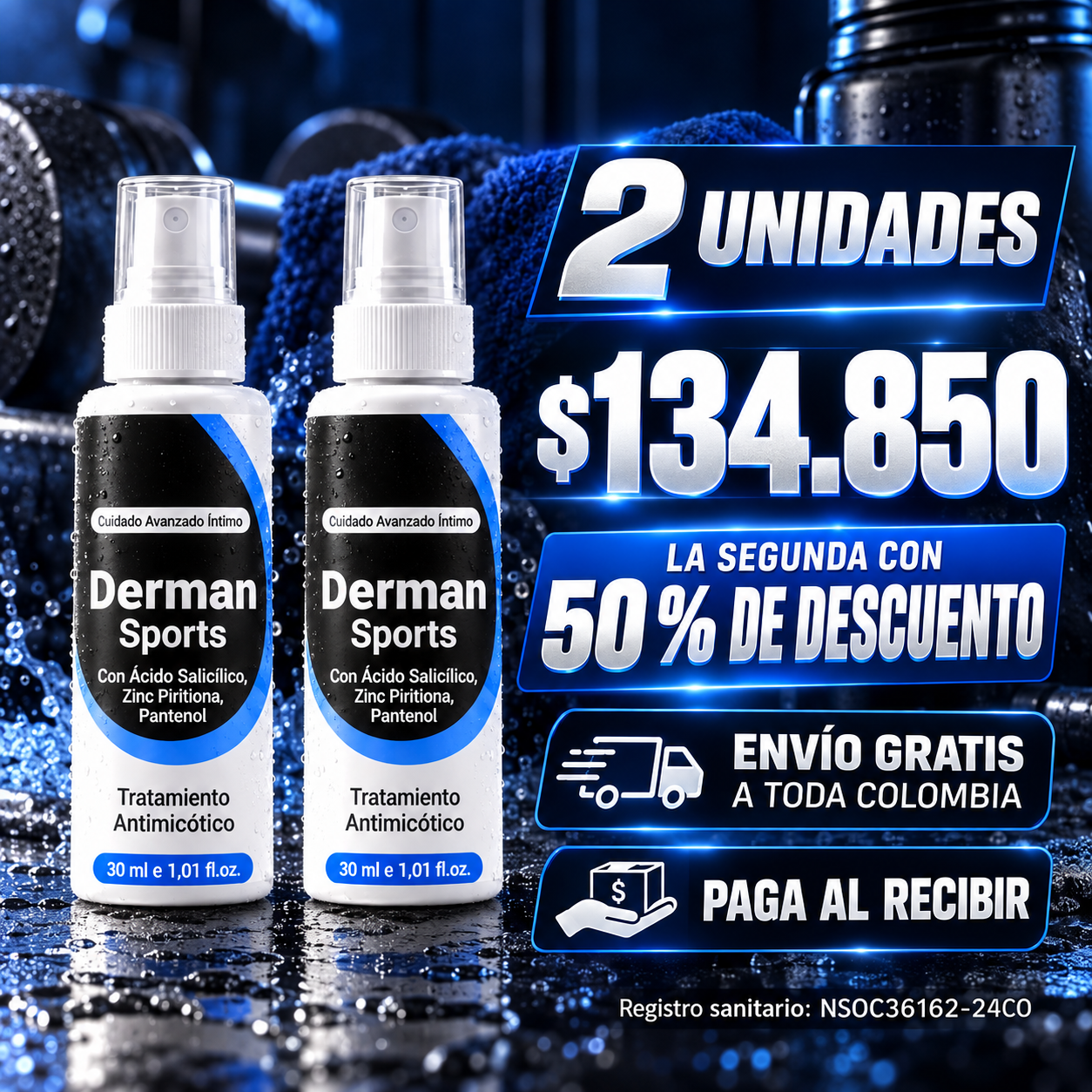 Oferta Derman Sports 2 frascos