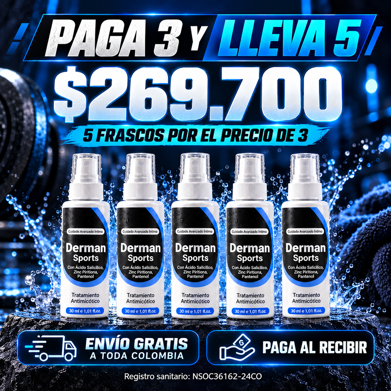 Oferta Derman Sports 5 frascos