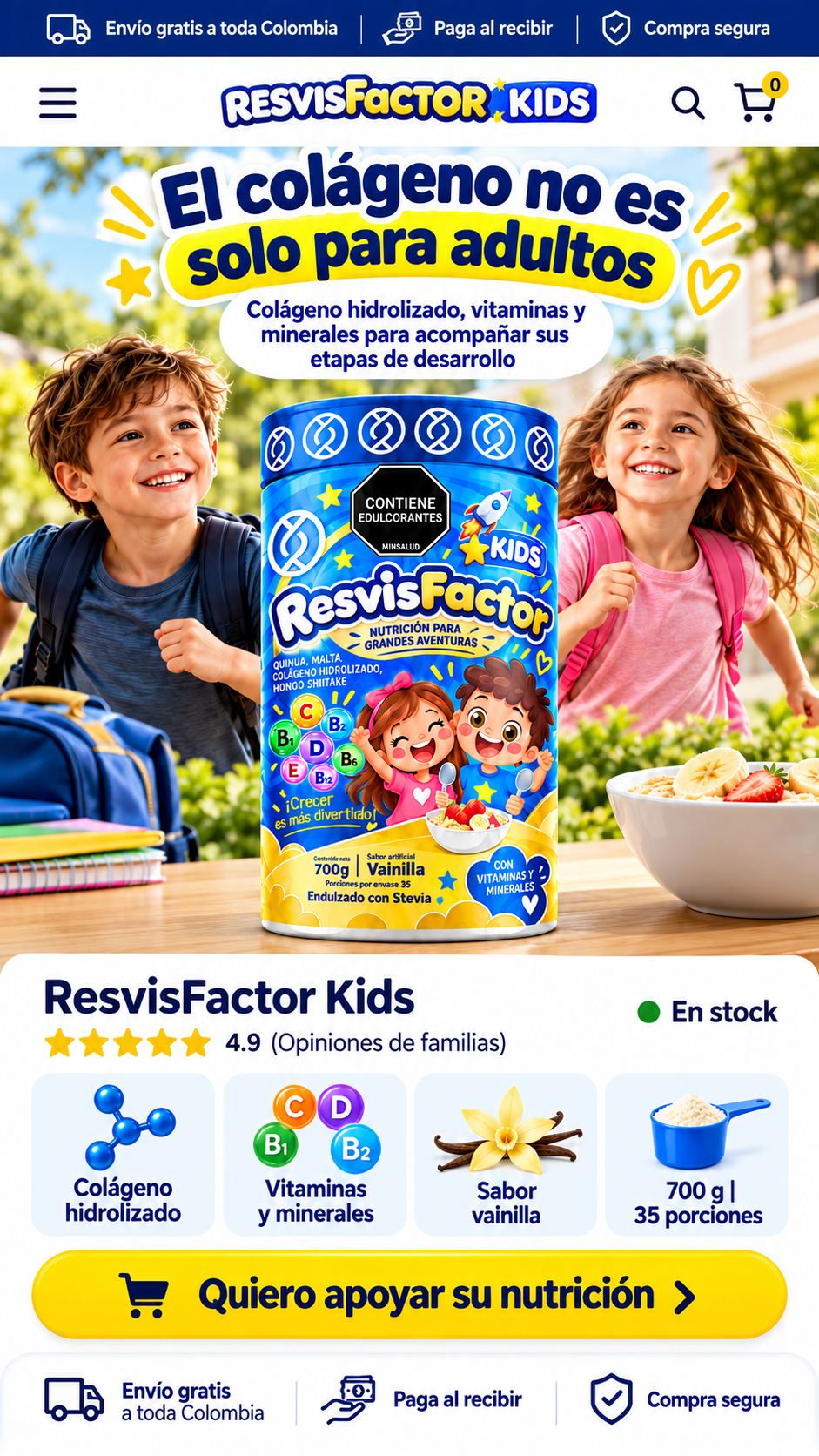 ResvisFactor Kids con colágeno hidrolizado para niños