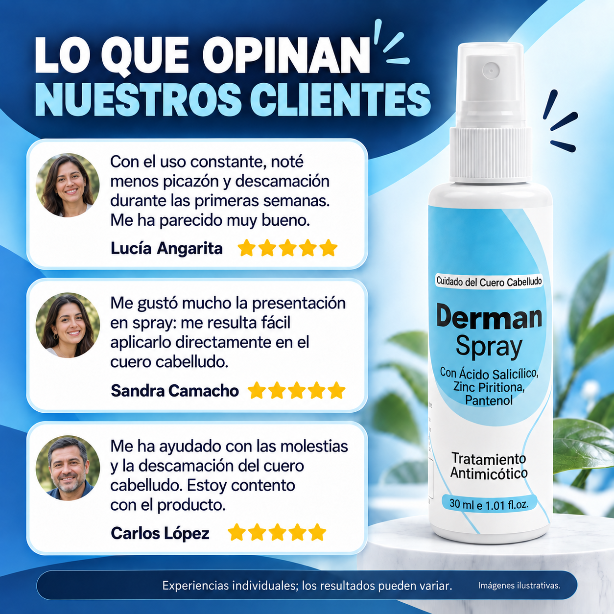 Testimonios de clientas de Derman Spray