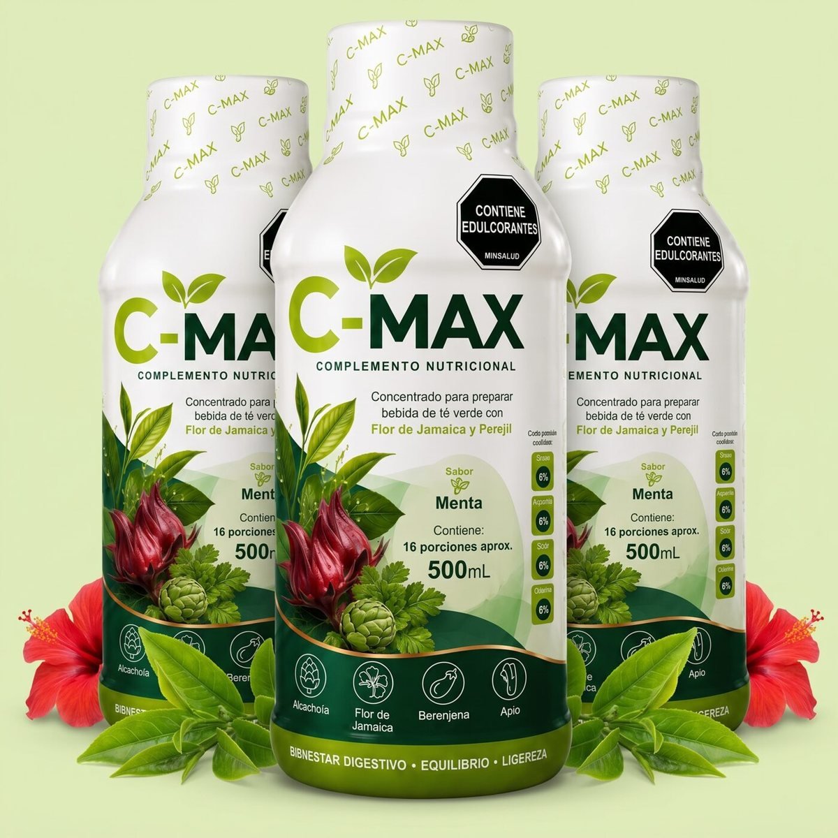Tres frascos de C-MAX