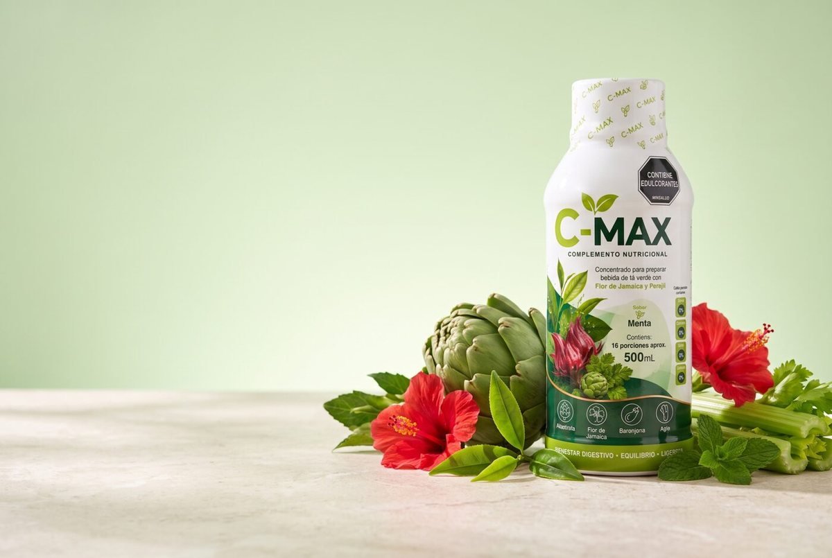Frasco de C-MAX con alcachofa, flor de Jamaica y té verde
