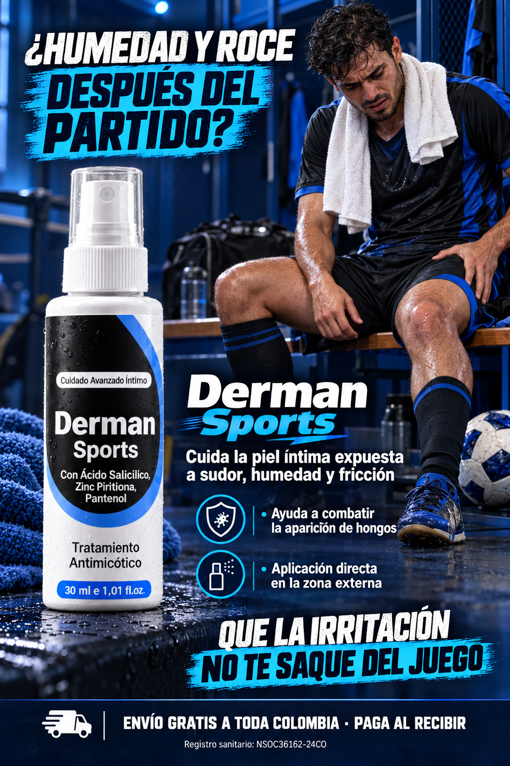 Futbolista después del partido con Derman Sports