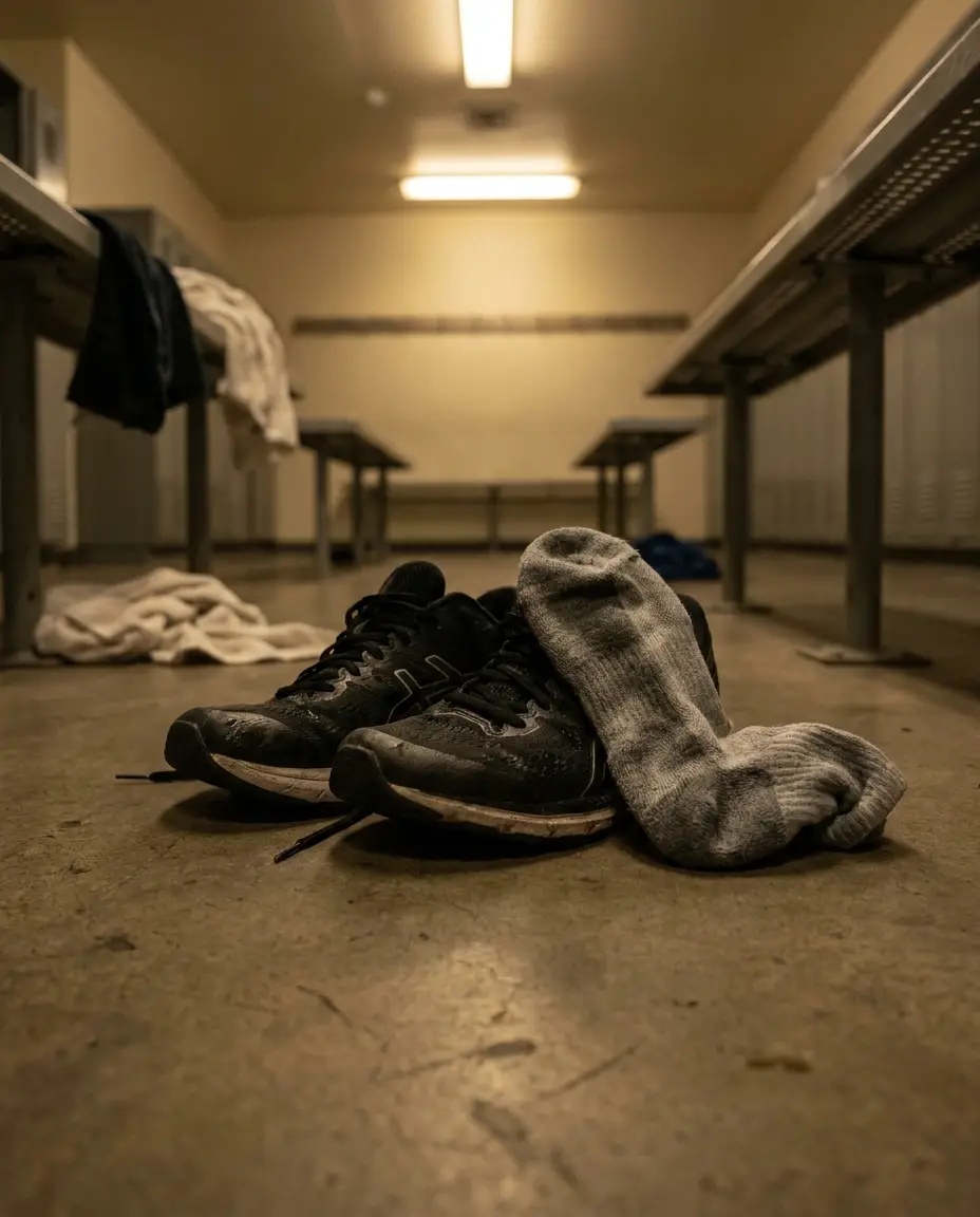 Tenis y medias empapados