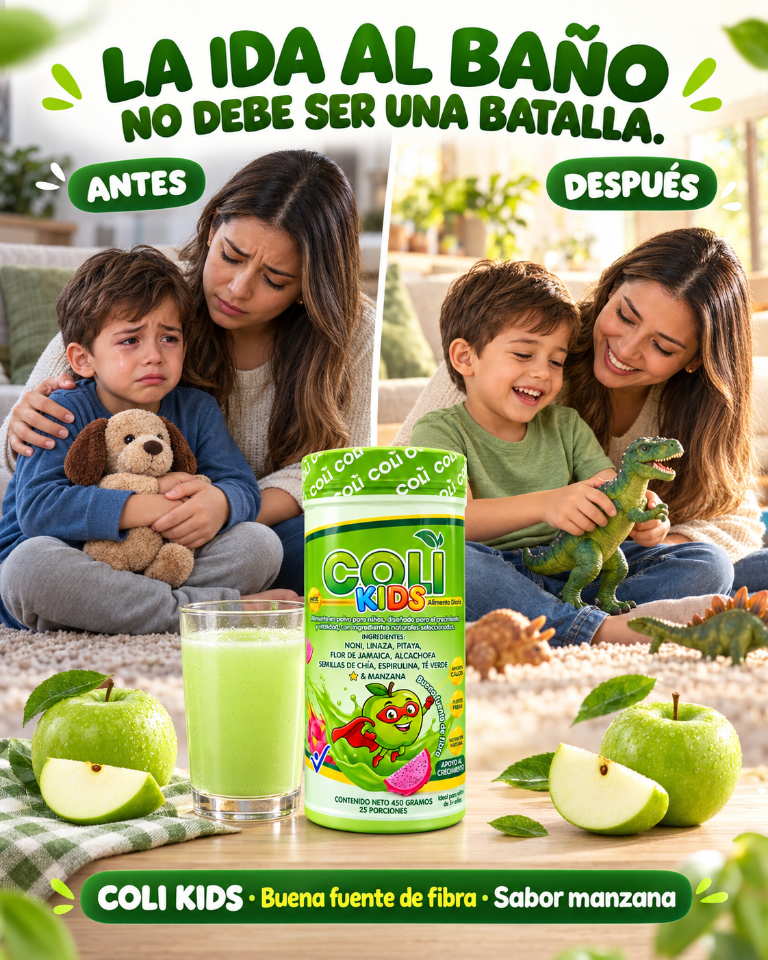 Antes y después de la rutina con Coli Kids