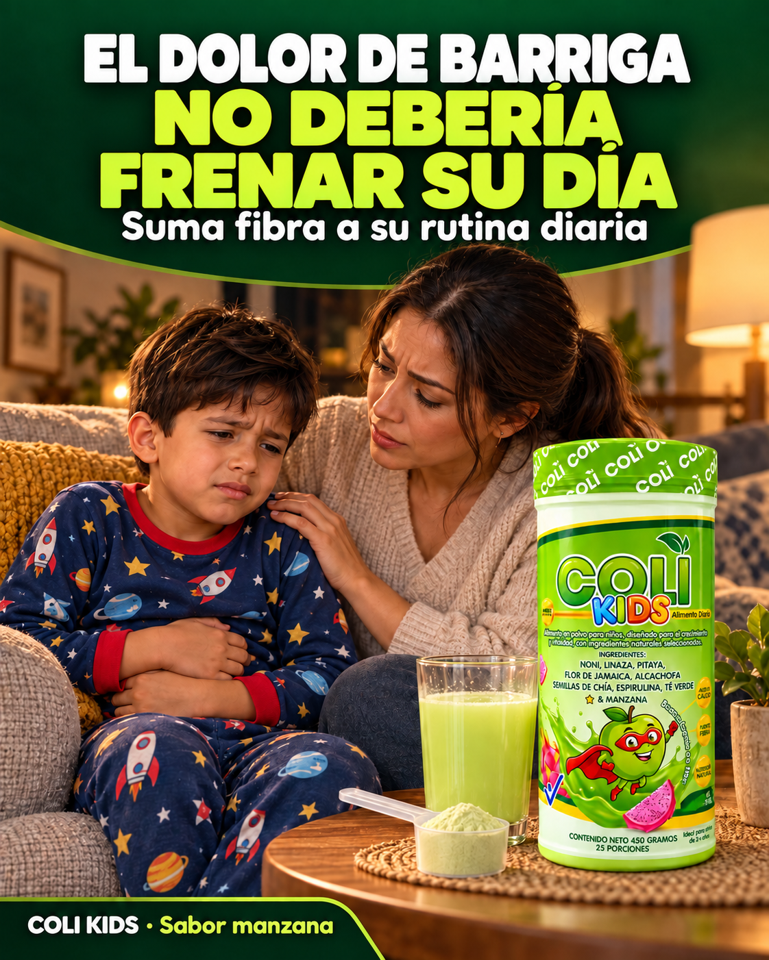 Niño jugando tranquilo con su vaso de Coli Kids