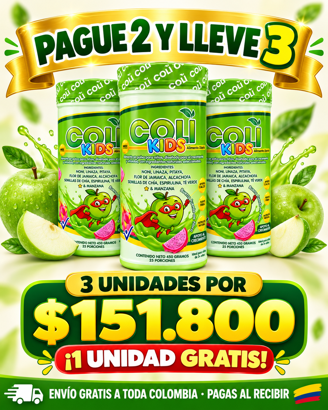 Oferta Coli Kids 3 tarros por $151.800