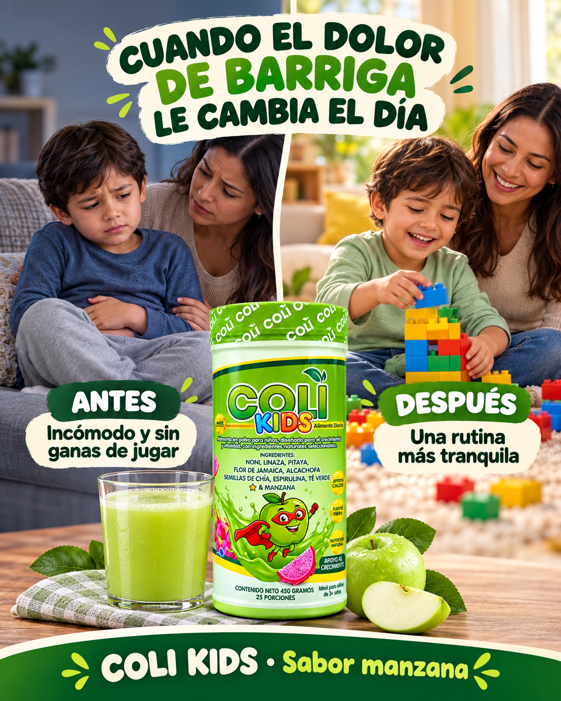 Antes y después de la rutina con Coli Kids