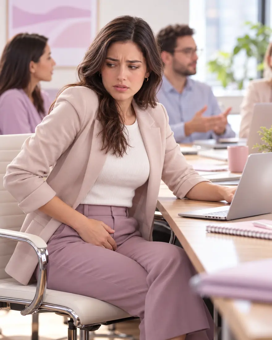 Mujer incómoda durante una reunión de trabajo